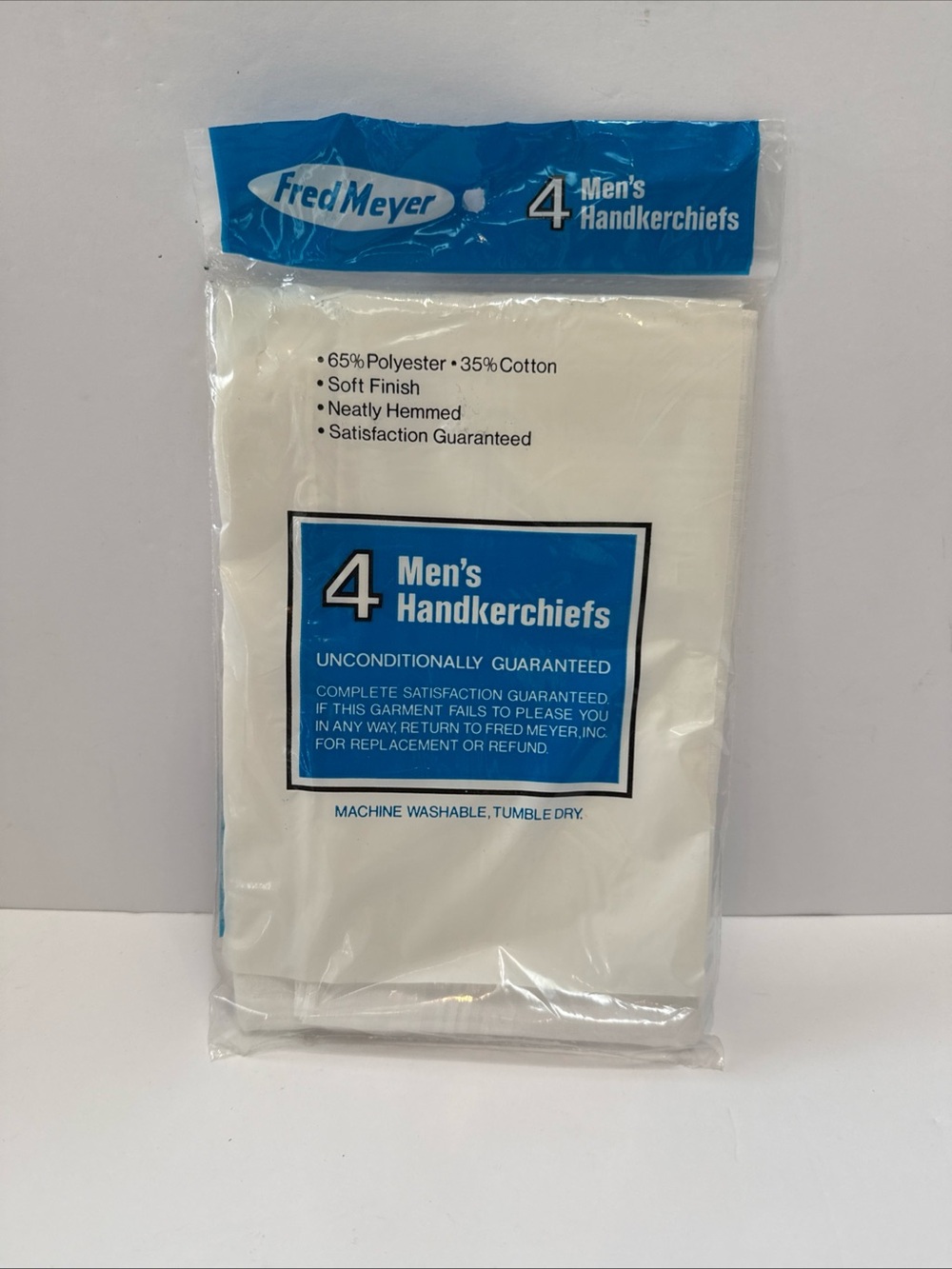 Fred Meyer 4 Men's Handkerchiefs - White vintage package new